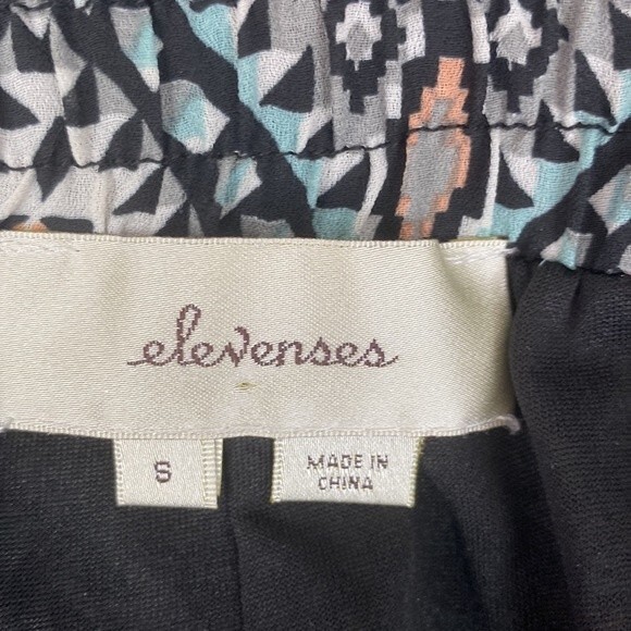 Anthropologie Elevenses Blue & Black Tribal Print Casual Drawstring Shorts S - Picture 5 of 5